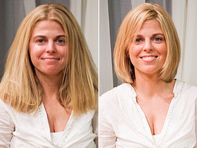 Stacey before and after her makeover