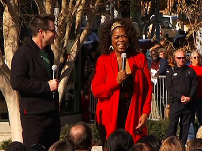 Oprah and Bob talk to the people of Meridian.