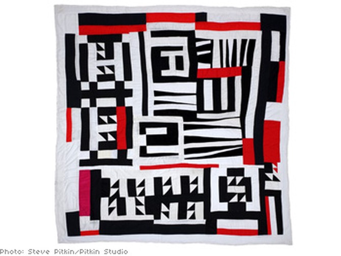 Blocks, strips, strings and half squares quilt by Mary Lee Bendolph