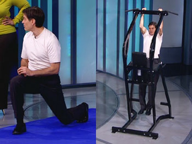 Dr. Oz demonstrates strength training exercises.