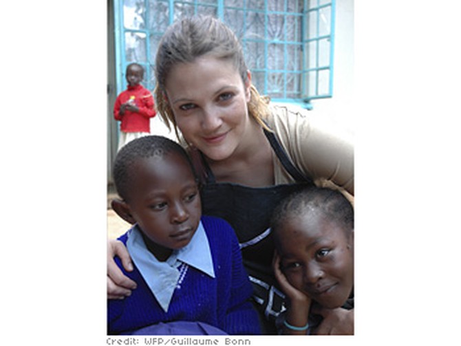 Drew with Kenyan children