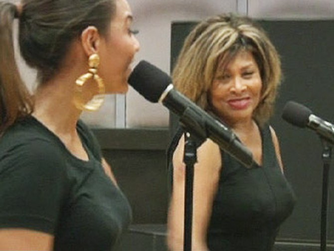 Tina Turner and Beyonc&#233; Knowles practice for the Grammy Awards.