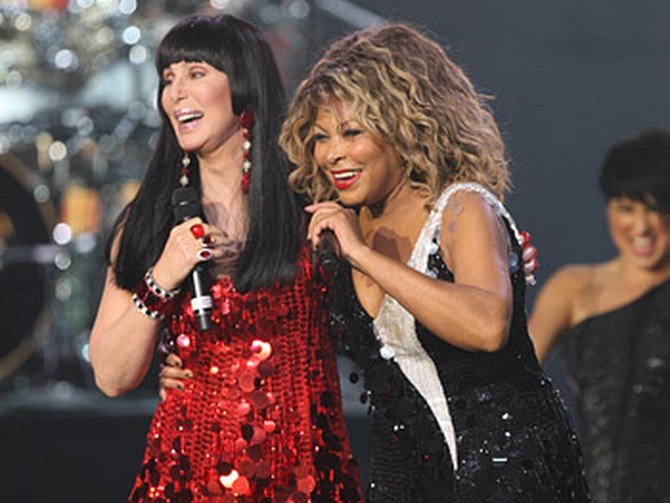 Tina Turner and Cher perform 'Proud Mary.'