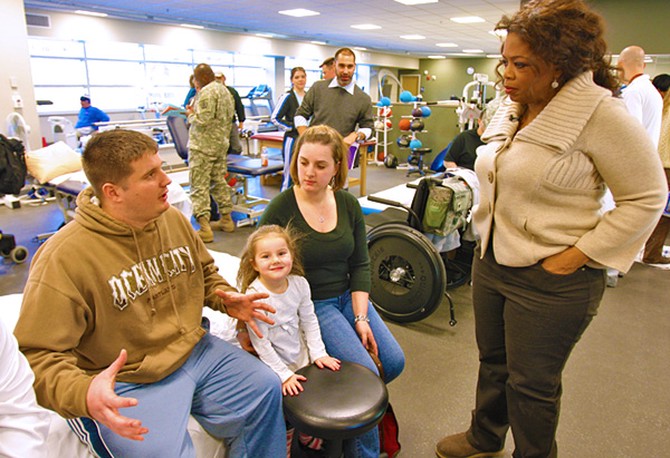 Army National Guard Sgt. Travis Ryan Wood and his family at Walter Reed