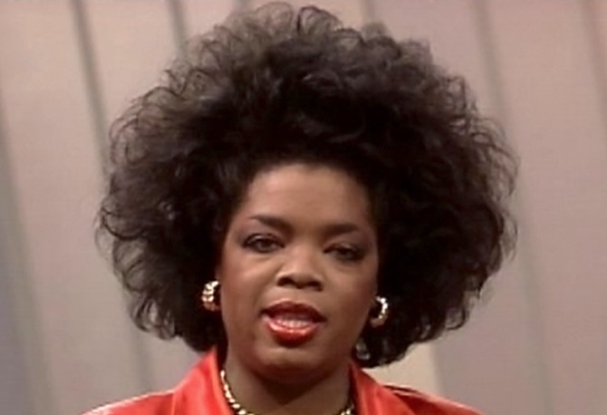Oprah's hair when she first arrived in Chicago