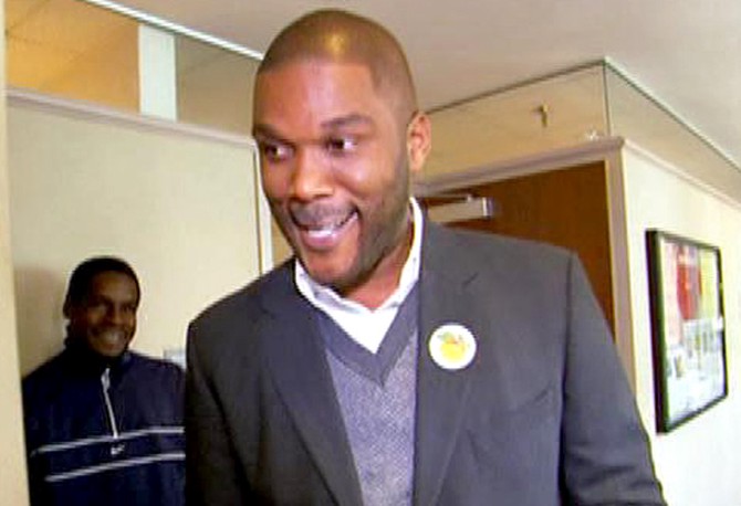 Tyler Perry at a Georgia polling place in 2008