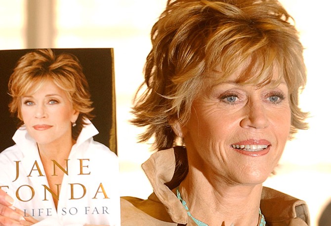 Jane Fonda with her memoir, My Life So Far, in 2005