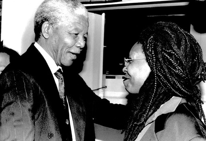 Whoopi Goldberg and Nelson Mandela