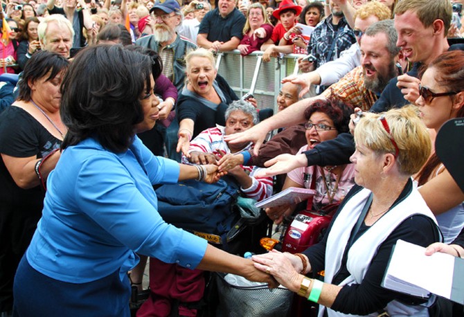 Oprah greets fans in Melbourne, Australia.