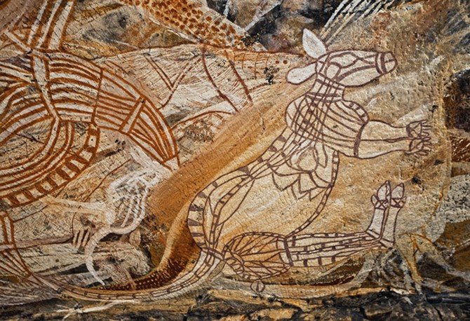 Kangaroo painting inside the Gabarnmung Cave