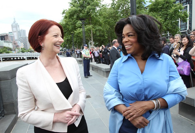 Oprah and Julia Gillard, Australia's first female Prime Minister