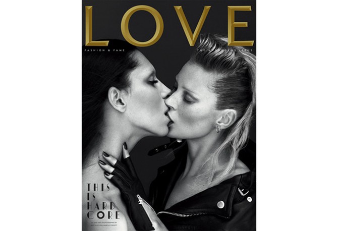 Lea T and Kate Moss on the cover of Love magazine.