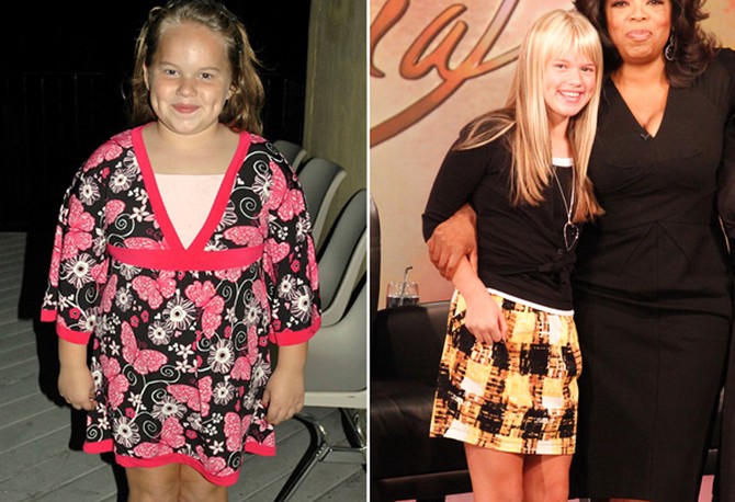 Michaela before and after losing 50 pounds