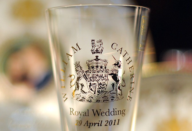 Royal wedding commemorative shot glass