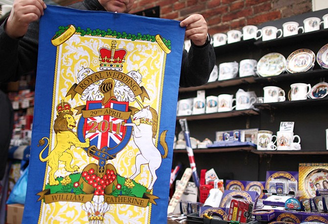 A royal wedding commemorative tea towel