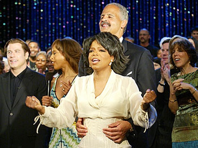 Stedman Graham and Oprah at her 50th birthday bash