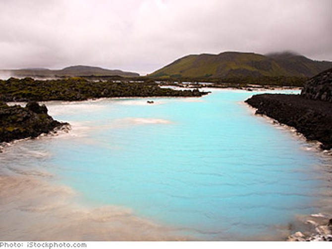 Bathe and relax in Iceland's Blue Lagoon.