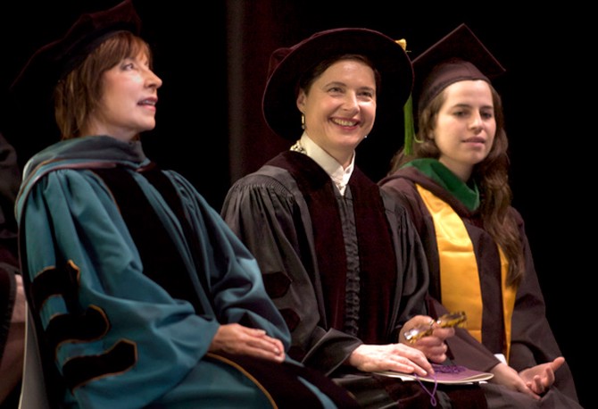 Isabella Rossellini accepted an honorary degree at Georgia's Savannah College of Art and Design.