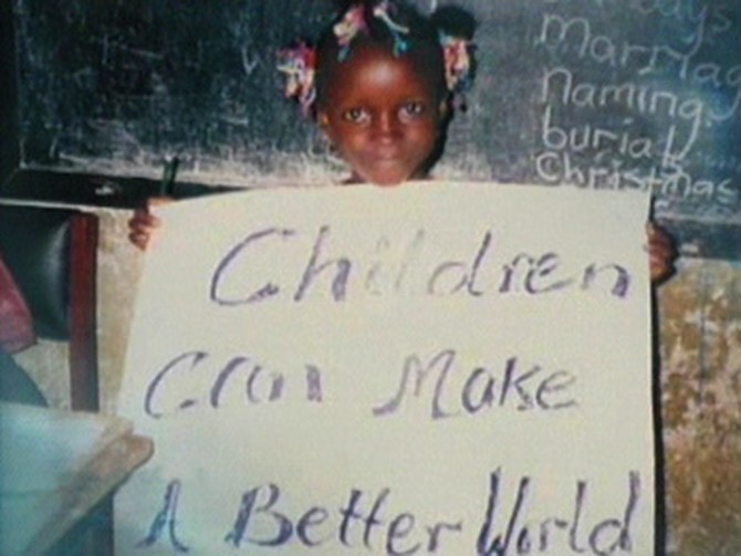 A little girl believes children can make a better world.